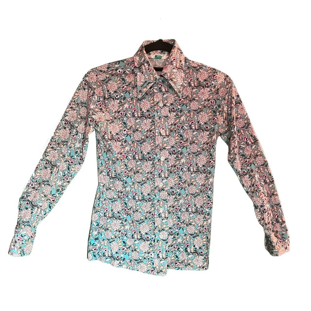 Vintage 1970s Floral Button-Down